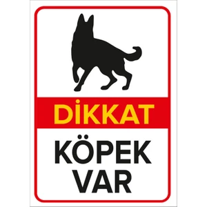 - Dikkat Köpek Var Levhası Alman Çoban Köpeği - Dekote Malzeme 25X35Cm