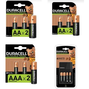 Cef 14 Şarj Cihazı  Şarj Edilebilir 2 adet  2500 mAh AA 4 adet 1300 mAh AA ve 4 adet 750 mAh AAA Pil Paketi