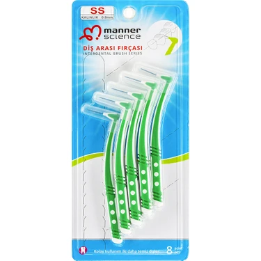 Manner Science L Tip Diş Arası Fırçası Yumuşak Kıllarla 8 Adet Yeşil Renkli