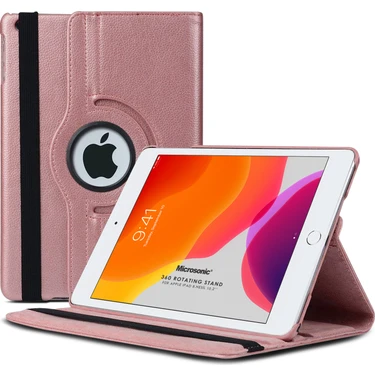 Microsonic Apple iPad 10.2'' 8. Nesil (A2270-A2428-A2429-A2430) Kılıf 360 Rotating Stand Deri Rose