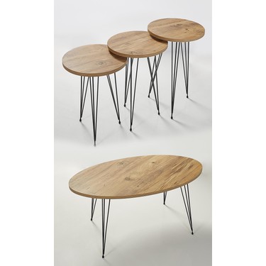 Rupon Home 3 Lu Zigon Orta Sehpa Takimi Antik Cam Desenli Fiyati