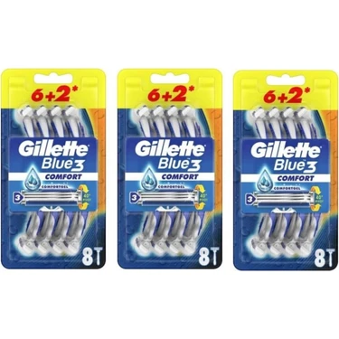 Gillette Blue3 Comfort Kullan-At Tıraş Bıçağı 8'li x