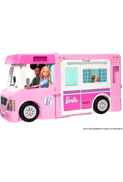 Barbie'nin 3'Ü Bir Arada Muhteşem Karavanı Ve Aksesuarları Havuz Kamyonet Tekne Ve 50 Aksesuarlı Araç Dahil Ghl93
