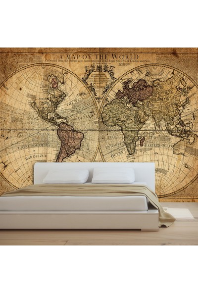 Plustablo Vintage Dünya Haritası Poster Duvar Kağıdı
