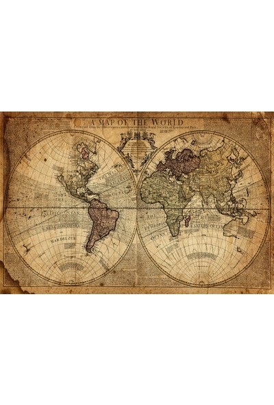 Plustablo Vintage Dünya Haritası Poster Duvar Kağıdı