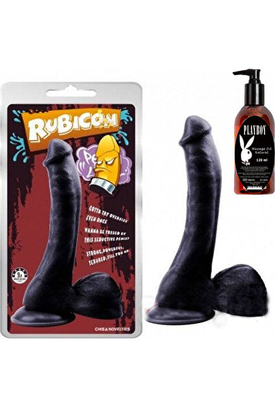 Rubicon Zenci Realistik Vantuz Tabanlı Penis ve Playboy Masaj Yağı
