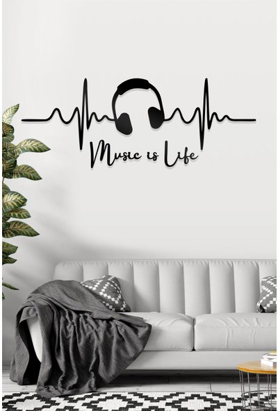 Ahwall Music Is Life Figürlü Dekoratif Ahşap Tablo