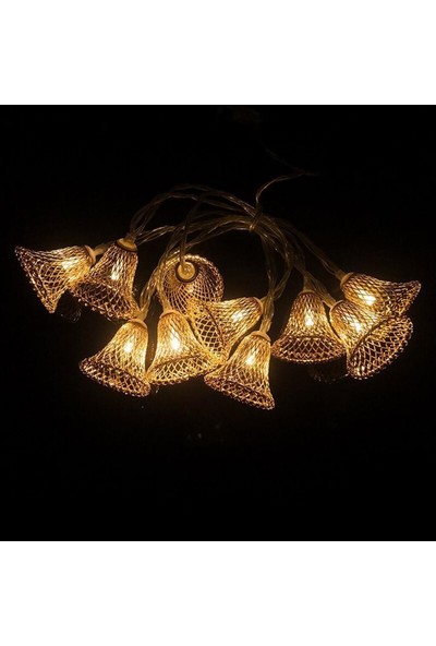 Bahraman Parti ve Özel Gün Dekorasyonu Çan Şeklinde Metal Şerit LED Işık