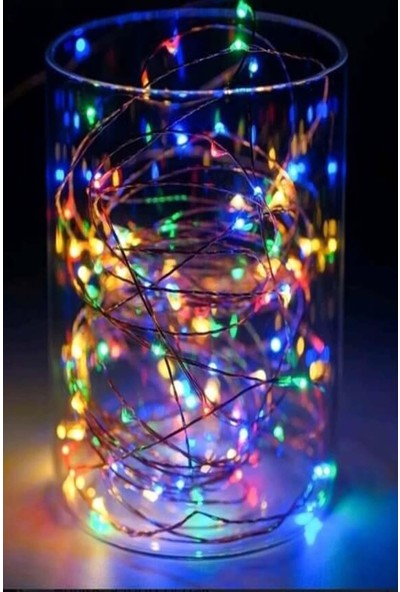 Bahraman Pilli Renkli Peri LED Işık Saçak 10 Metre Dekoratif Aydınlatma (Rgb)