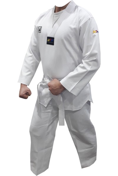 White Face Taekwondo Elbisesi Çocuk ve Yetişkin Beyaz Yaka