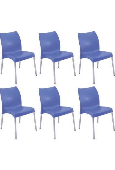 Romanoset 6 Lı Set Hilal Metal Ayaklı Plastik Sandalye
