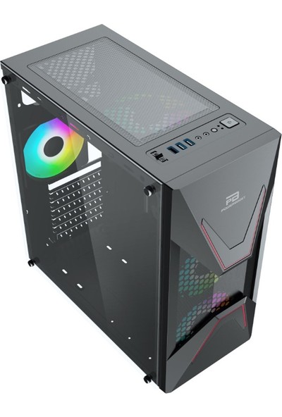 Power Boost VK-G3621C USB 3.0 ATX, ABS Mesh panel, Fixed Rainbow Fan, Siyah Kasa (PSU Yok) (JBST-VKG3621C)