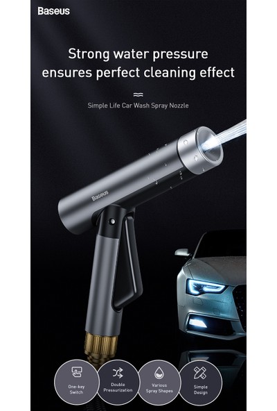 Baseus 30 Metre Sihirli Araç Yıkama Hortumu Simple Life Car Wash Spray Nozzle CRXC01-C01