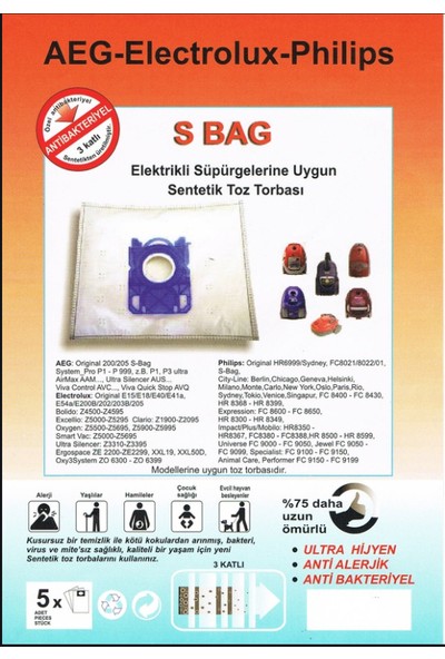 FERSAN Aeg-Elektrolüx S Bag Süpürge Torbası 10 Ad