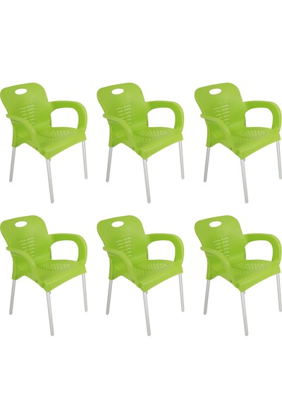 Romanoset Plastik Romanoset 6 Lı Set Nil Demir Ayaklı Plastik Kollu Sandalye