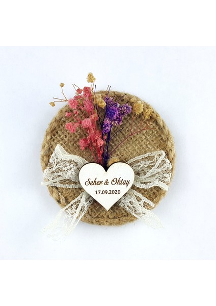 Hasır Yuvarlak Magnet Nikah Süsü 50 Adet HS-104