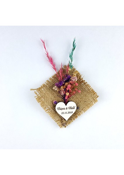 Hasır Kanaviçe Çuval Kumaş Magnet Nikah Süsü 50 Adet HS-108