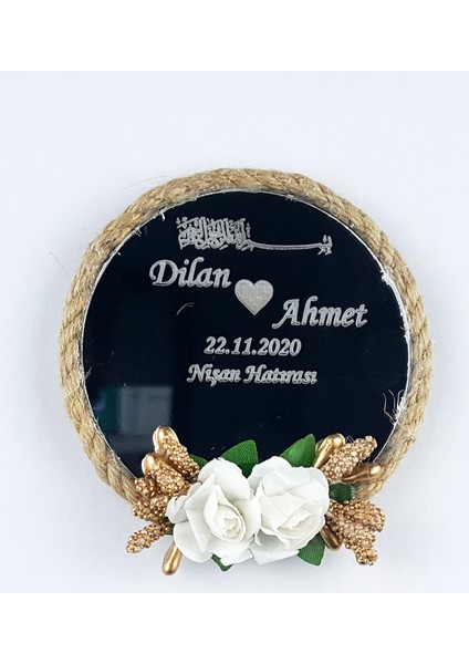 Aynalı Pleksi Magnet Nikah Süsü 50 Adet HS-101