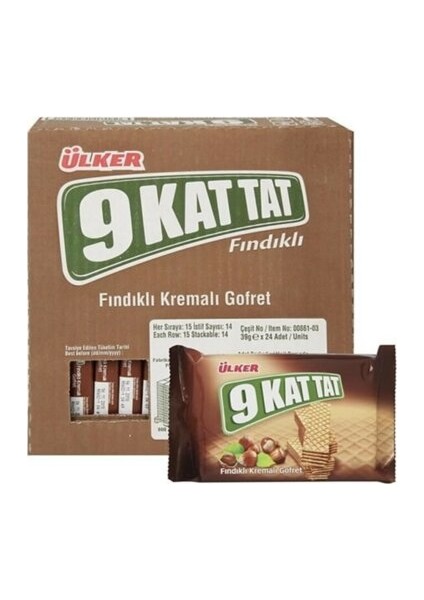 9 Kat Tat Fındıklı Gofret 39 gr X 24