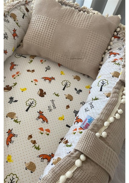 Pike Kumaş ve Müslin Kumaş Tilki Tasarım Ponponlu 3'lü Babynest Set fırsatları