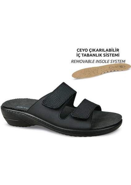 9855-11 Siyah Anatomik Kadın Terlik