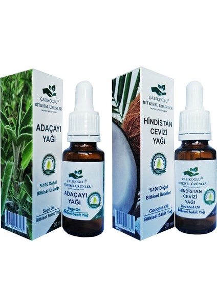 Adaçayı Yağı Hindistan Cevizi Yağı 2'li Avantaj Paketi 20 ml