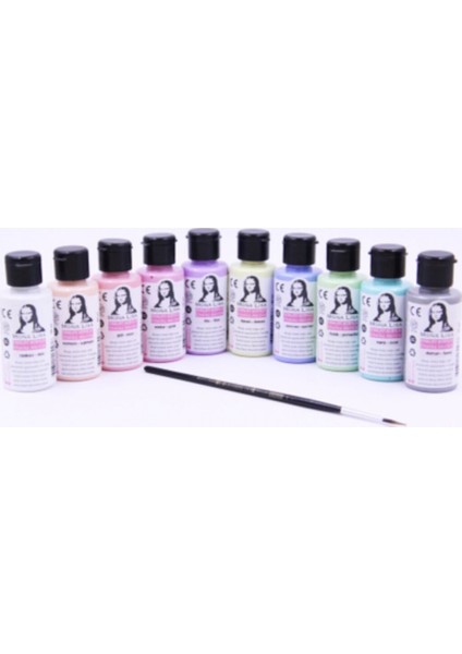 Mona Lisa Chalky Pastel Akrilik Boya 10 Renk x 40 ml + Fırça