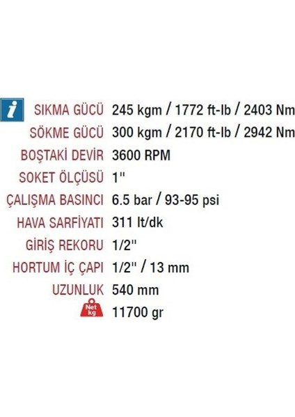 ET-1789 1" Uzun Şaftlı Havalı Somun Sıkma-Sökme Makinesi indirimleri