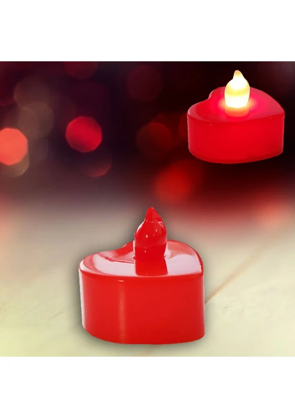 Süsle Bebek ve Parti Led Işıklı Pilli Tealight Kalp MuM, 4 cm x 2 cm - Renk Değiştiren Işık