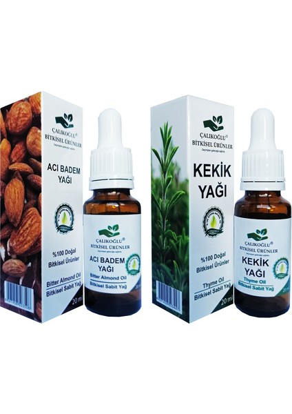 Acı Badem Yağı Kekik Uçucu Yağı 2'li Avantaj Paketi 20 ml