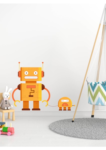 Robot Adam ve Köpeği Sticker-Çocuk Bebek Odası Sticker