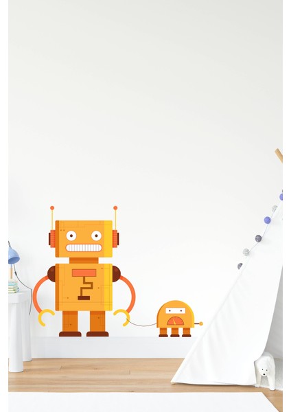 Robot Adam ve Köpeği Sticker-Çocuk Bebek Odası Sticker