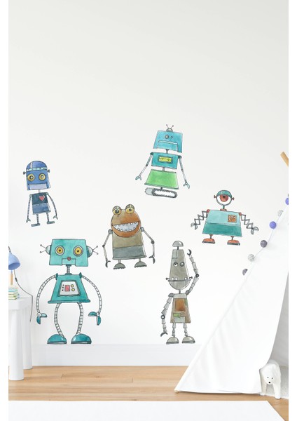 Sevimli Robot Sticker Seti Çocuk Bebek Odası Sticker fiyatları