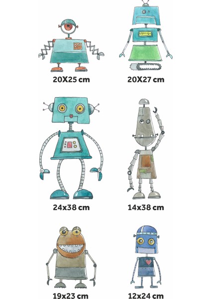 Sevimli Robot Sticker Seti Çocuk Bebek Odası Sticker modelleri