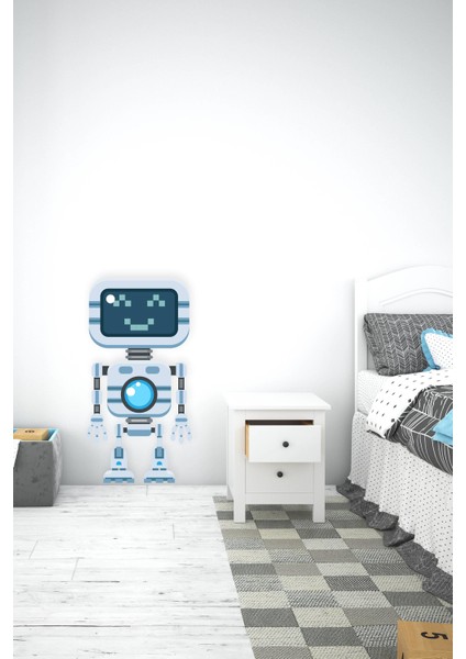 Mavi-Gri Robot Adam Sticker-Çocuk Bebek Odası Sticker fiyatları