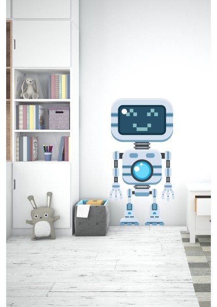 Mavi-Gri Robot Adam Sticker-Çocuk Bebek Odası Sticker modelleri
