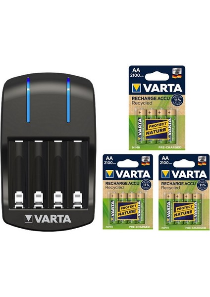 Plug Şarj Cihazı + 12x2100 Mah AA Şarjlı Pil