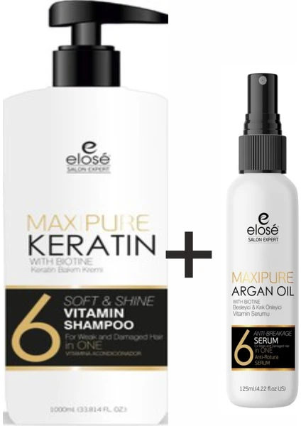 Keratin Şampuan 1000 ml + Argan Saç Serumu 125 ml