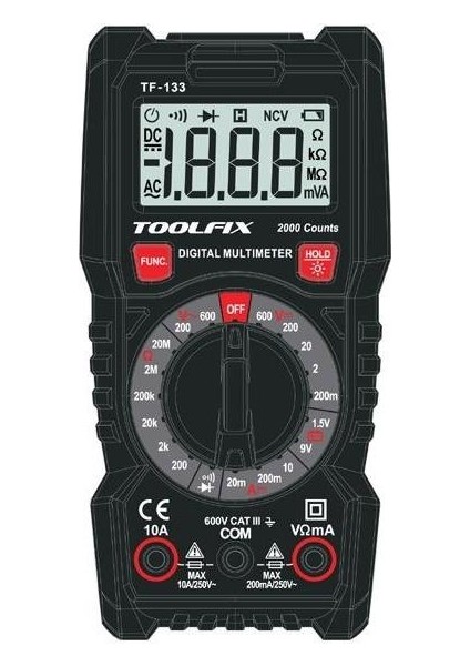 Toolfıx TF133 Işıklı Dijital Multimetre