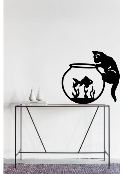 Kedi Balık Fanus Ahşap Duvar Dekoru fırsatları