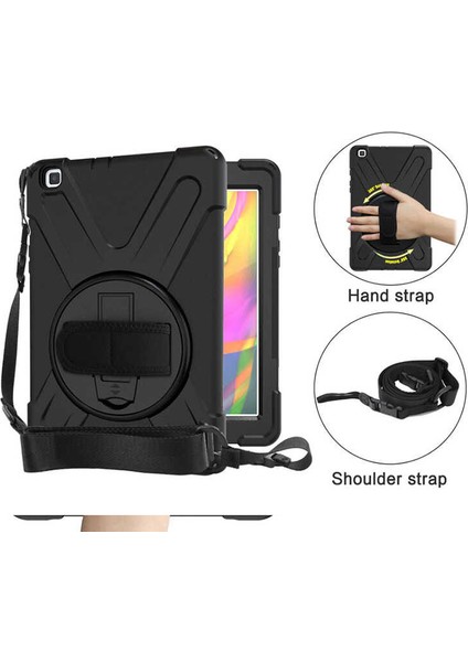 Samsung Galaxy Tab A7 SM-T500 2020 10.4" Kılıf + Kalem + Ekran Koruyucu Defender Armor Case 360 Derece Tam Koruma Zırhlı Standlı Askılı