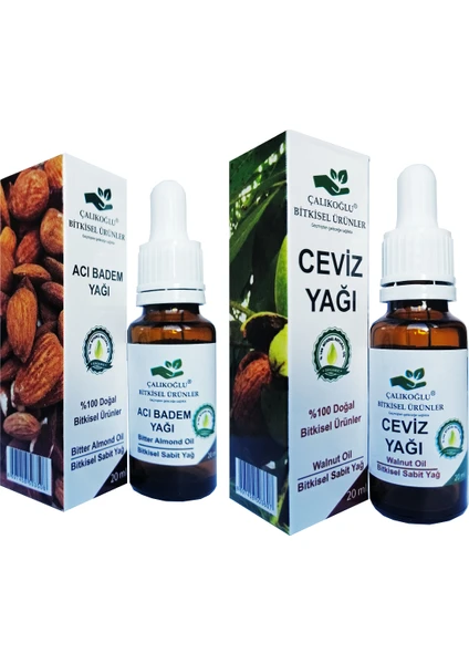 Çalıkoğlu Bitkisel Ürünler Acı Badem Yağı + Ceviz Yağı 2'li Avantaj Paketi 40 ml