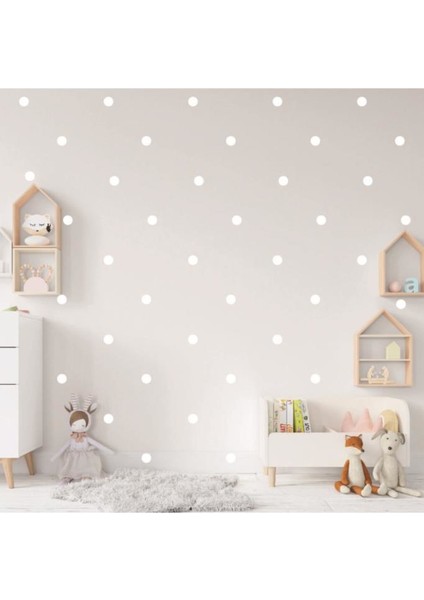 Puantiye Sticker Beyaz Polka Sticker Etiket 5 cm 130 Adet Beyaz