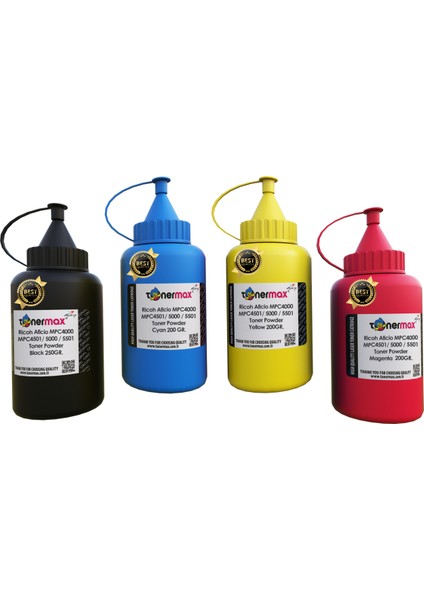 Ricoh Aficio MPC4000 Toner Tozu Set / MPC4501 / MPC5000 / MPC5501 Toner Tozu
