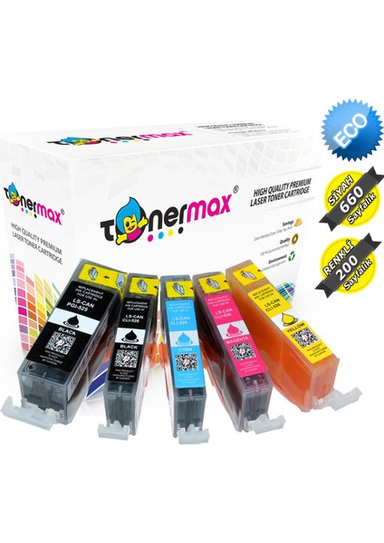 Canon PGI-525 Pgbk / CLİ-526 Cmyk Set Muadil Kartuş
