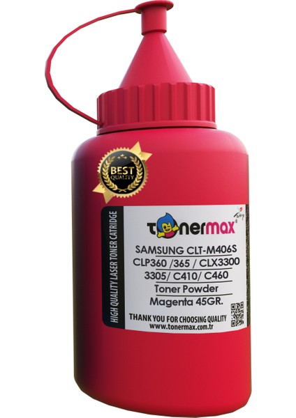 Samsung CLT-M406S Toner Tozu Kırmızı/ CLP360 /CLP365 / CLX3300/ 3305/ C410/ C460