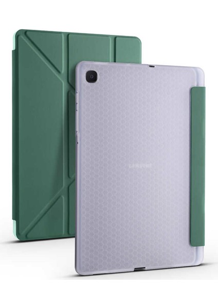 Samsung Galaxy Tab S6 Lite P610 P615 P617 10.4" Kılıf Kalem Bölmeli Tri Folding Smart Katlanabilir Standlı 360 Tam Koruma Yeşil fiyatları
