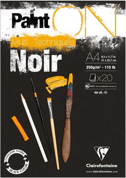 Paint-On Karışık Teknik Siyah Blok A4