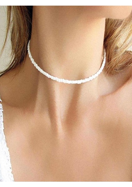 Beyaz Kum Boncuk Choker Kolye, Tasma Kolye fiyatları