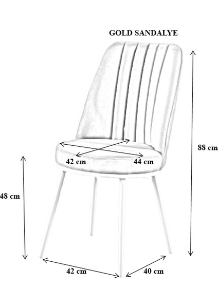 - Gold Sandalye - 11 Renk Kumaş - Metal Kahverengi Ayak